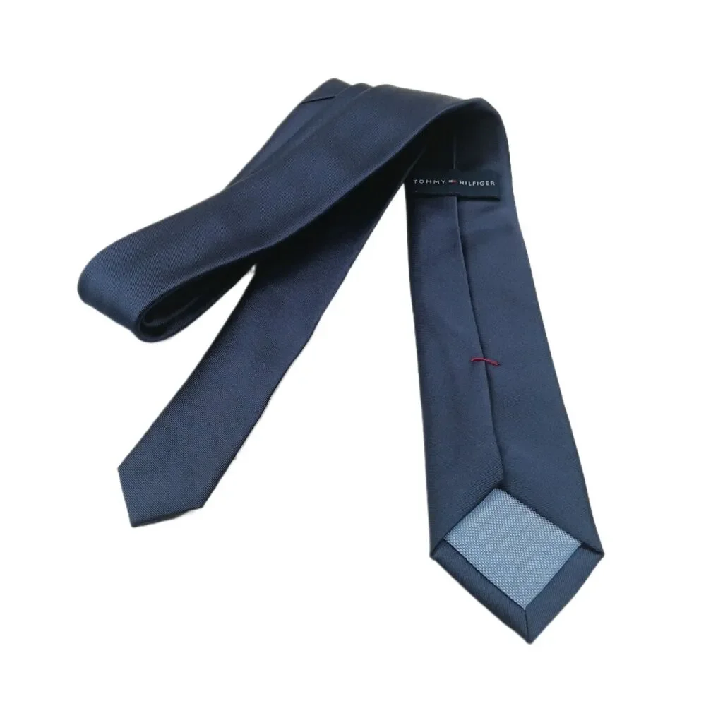 Tommy Hilfiger Navy Blue Tie Boys 52” Solid Designer Skinny Preppy Academia New